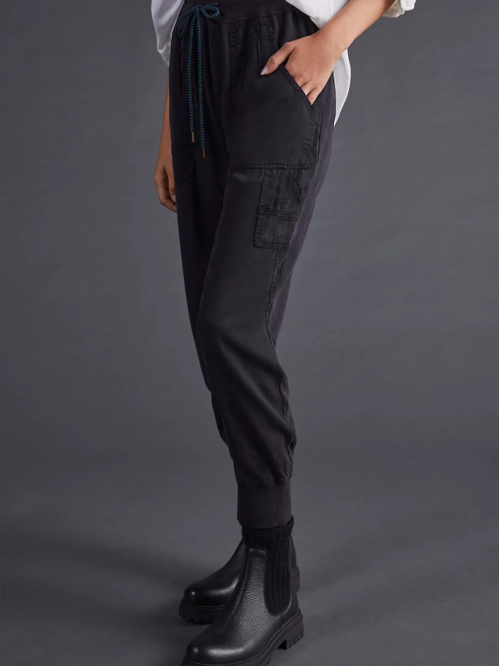 Anthropologie The Nomad Joggers Dark Gray Size S Lyocell (missing Drawstring)